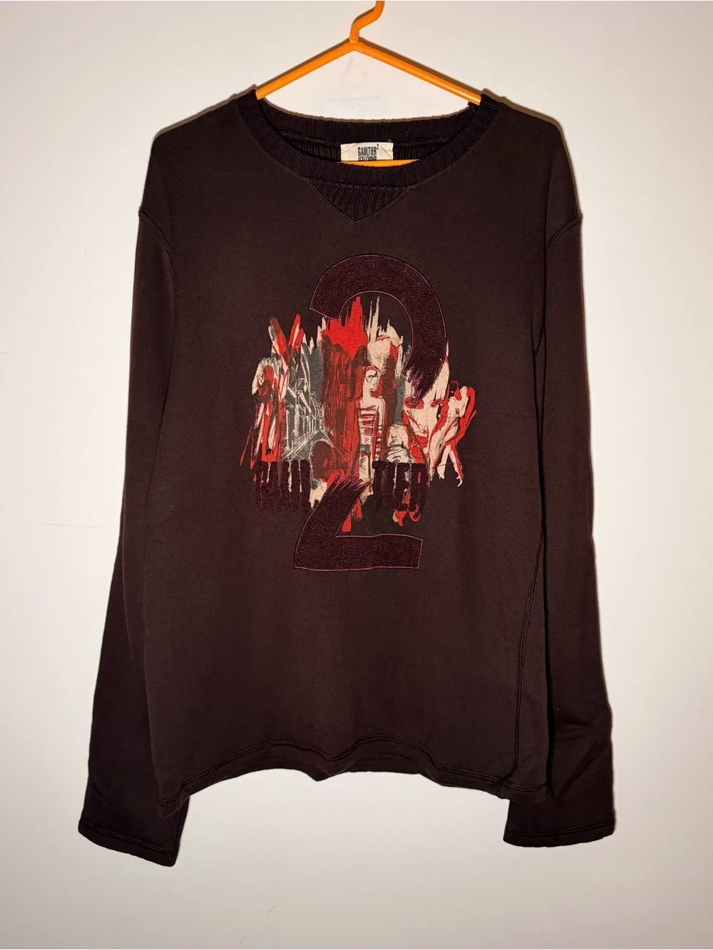 Black Graphic Sweatshirt with Red Accents